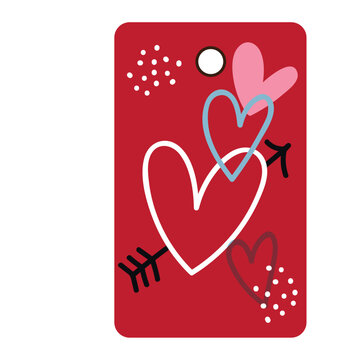 vector icon of red checkmarks with hearts designs with white background
