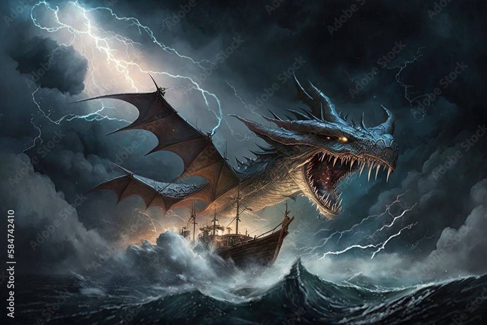 Poster wyvern of dawn and dusk - navigating through the storms generative ai