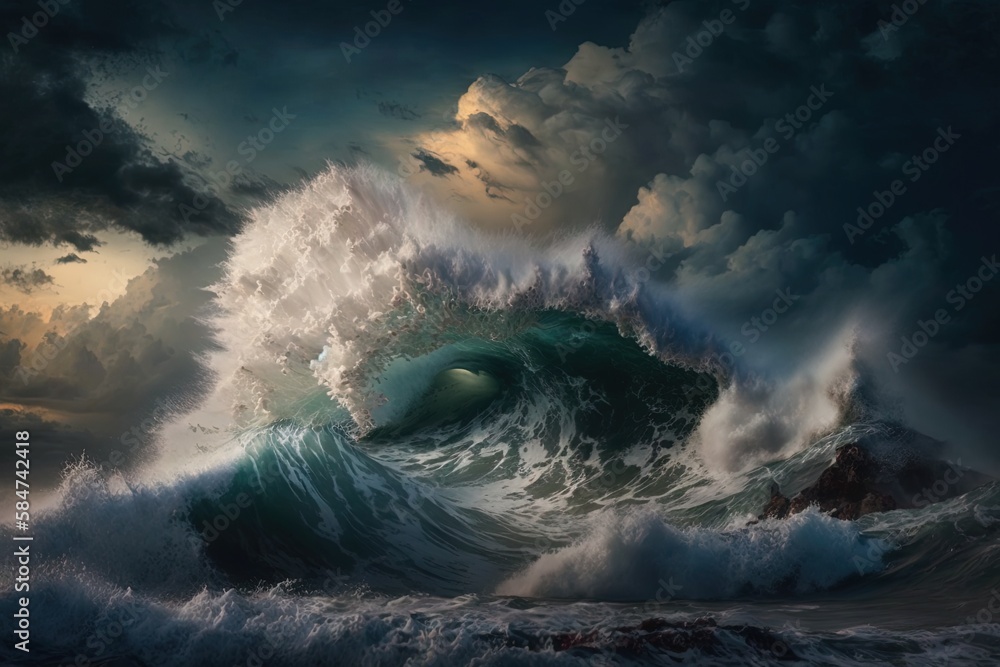 Poster thunderous skies and foaming seas generative ai