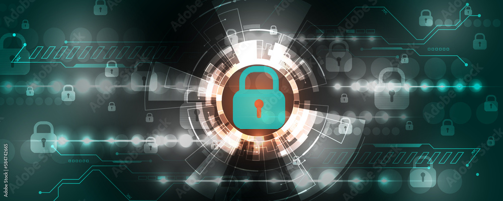Aufkleber cyber security circuit board background image and future technology communication network protection