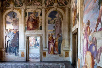 Caldogno, Vicenza. Sala con affreschi di G.B. Zelotti