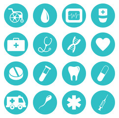 vector image of set of medicine icons with white background