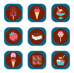 vector image set of images of desserts on a white background