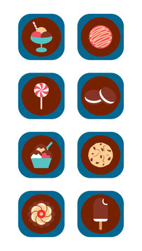 vector image set of images of desserts on a white background