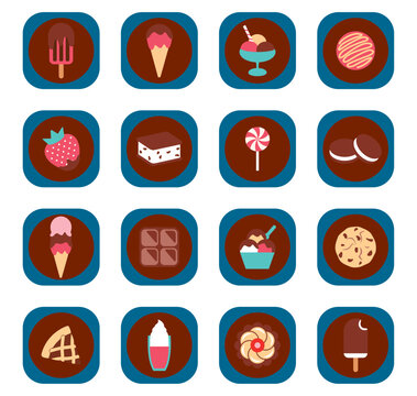 vector image set of images of desserts on a white background