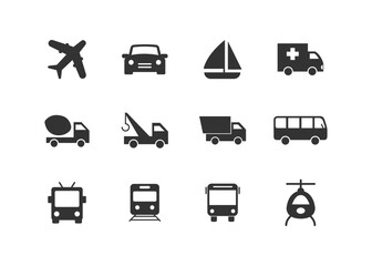 Set of transportation icon. car, ship, truck, airplane icon flat style isolated on white background. transport symbol. Vector illustration eps 10