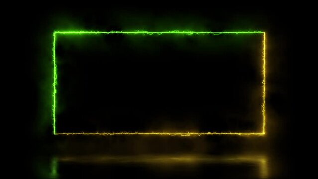 Abstract animated light Neon effect rectangle frame overlay Loop background for presentation 