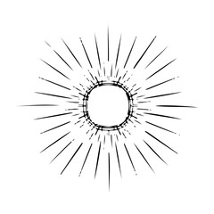 Fototapeta premium Vector black sun in boho style. Abstract illustration of the dawn drawn by hand with a single line. Esotericism.