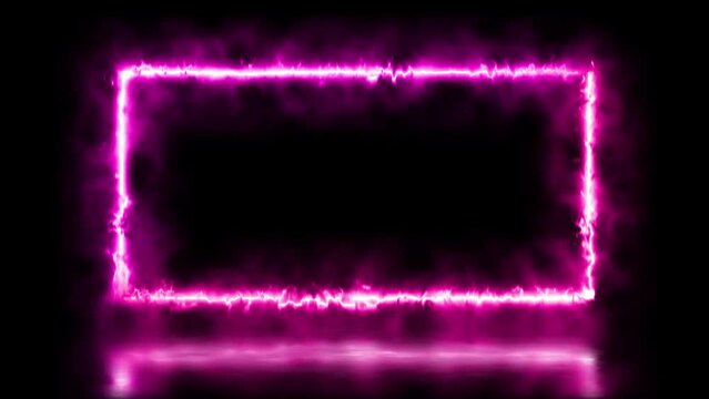 Abstract animated light Neon effect rectangle frame overlay Loop background for presentation 