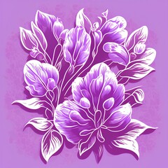 Retro lilac flower illustration poster - Vector - generative ai