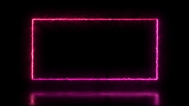 Abstract animated light Neon effect rectangle frame overlay Loop background for presentation 