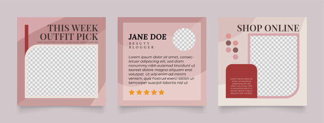 Naklejka premium social media template banner fashion sale promotion in pink color. fully editable instagram and facebook square post frame puzzle organic sale poster