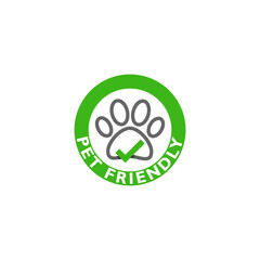 Pet friendly sign. Animal friendly sign isolated on white background