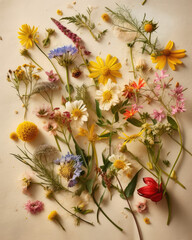 Warm Still life of herbs and edible flowers