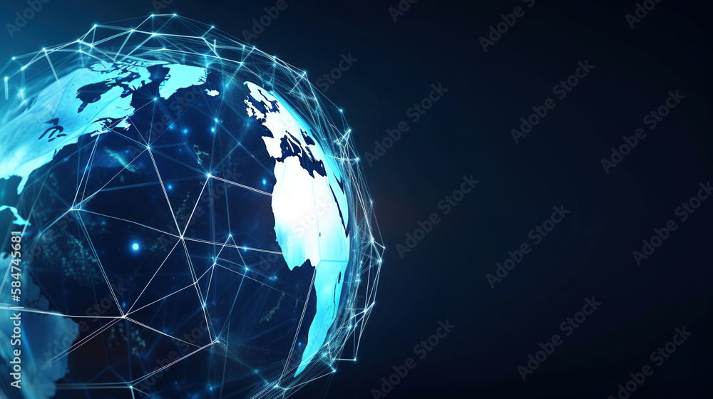 Canvas Prints abstract glowing earth with technology graph dots around it, social network illustration concept, ge