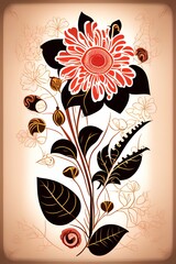 Retro linden flower illustration poster - Vector - generative ai