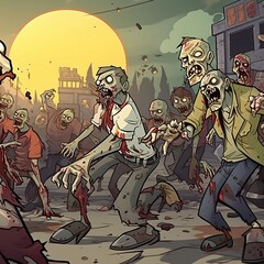 Zombie War Z Cartoon Animation - Generative AI