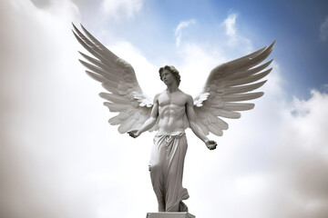 holy angel statue in the heaven, generative ai