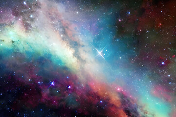 Nebulas and stars cosmic background, universe with galaxies, nebulae and stars. Generative Ai.