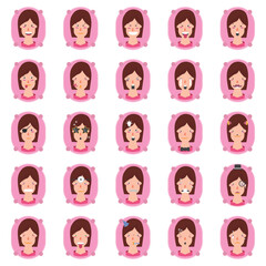 vector icon set of different women faces