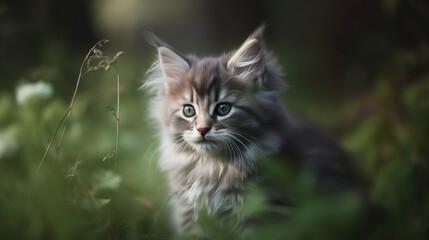 Obraz premium adorable cute kitten cat on the couch, generative ai