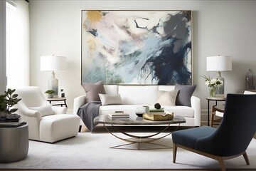 Obraz premium Bright and Airy: An Abstract Generative Art Piece of a Minimalist Living Space, 3D model.