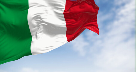 Italy national flag waving in the wind on a clear day