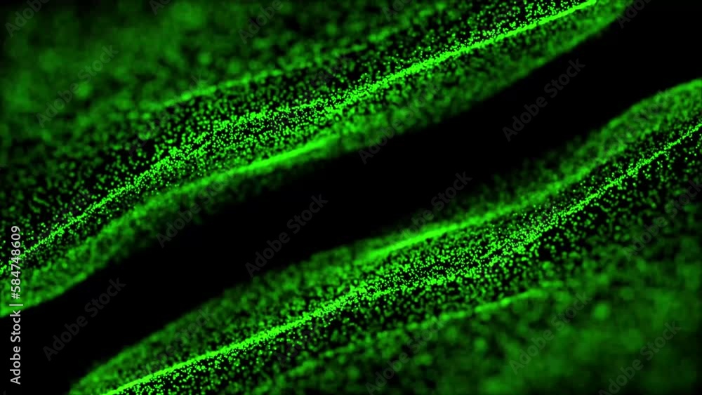 Poster green abstract background,  Technology background vector. Vector illustration. Abstract digital wave particle. Futuristic point wave. Big data. Beautiful wave shaped array of glowing dots