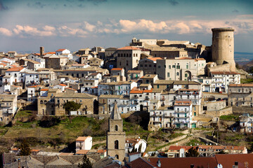 Tricarico, Matera. Basilicata. Veduta della cittadina con la Torre Normanna.