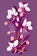 Fototapeta na wymiar Retro orchid blossom illustration poster - Vector - generative ai