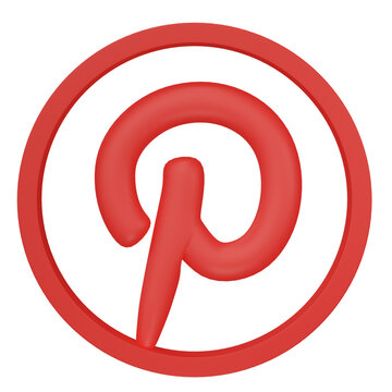 3D, Pinterest application logo isolated on transparent background.