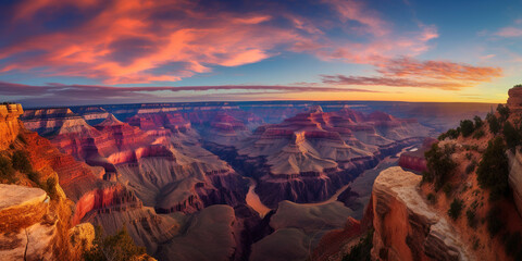 grand canyon sunset panorama landscape, generative ai