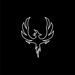  Illustration of phoenix fabulous bird for logo, isolated on black background