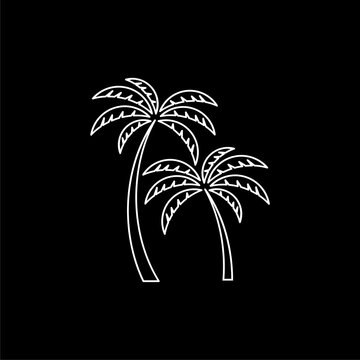 Beach palm tree icon isolated on black background 