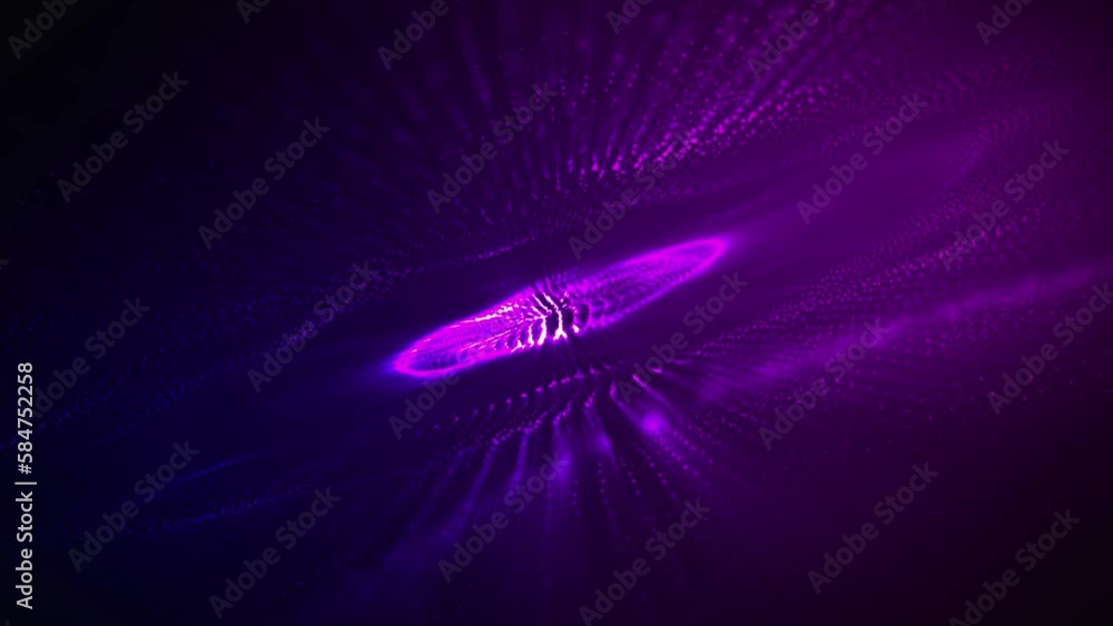 Poster blurred lights vector abstract background. abstract 3d spheres of neon dots and stripes. global netw