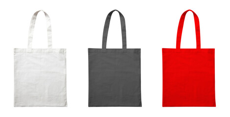 Set of fabric bags mockup isolated on white