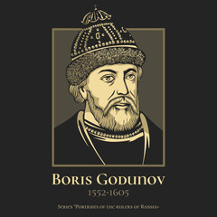 Boris Fyodorovich Godunov (1552-1605) ruled the Tsardom of Russia as de facto regent from c. 1585 to 1598 and then as the first non-Rurikid tsar from 1598 to 1605.