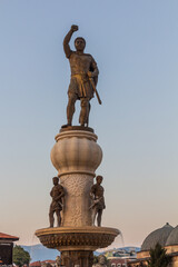 SKOPJE, NORTH MACEDONIA - AUGUST 9, 2019: Philip II of Macedonia monument in Skopje, North Macedonia