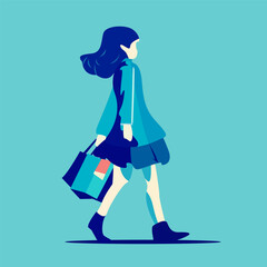 Woman shopping flat illustration