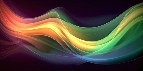 abstract background with glowing colorful line waves, wallpaper concept, generative ai