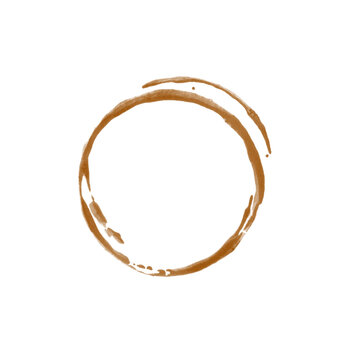 Coffee stains isolated on a white background. Royalty high-quality free stock photo image of Coffee and Tea Stains Left cup rings. Round coffee stain isolated, cafe stain fleck drink beverage
