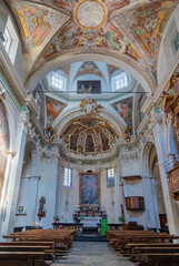 Fototapeta na wymiar CHIAVENNA, ITALY - JULY 20, 2022: The presbytery of the church Chiesa di Santa Maria.