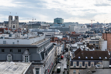 Brussels, Belgium, 17 March 2023. Cathedral of Sts Michael and Gudule, Brussels seen from the new administrative center of the City of Brussels, Brucity.