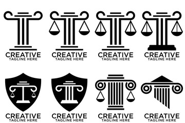 Set of modern law firm justice logo design vector graphic template