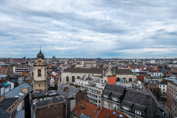 Naklejka na ściany i meble Brussels, Belgium, March 17, 2023. View of Brussels from the roof of the new administrative center of the City of Brussels, Brucity.