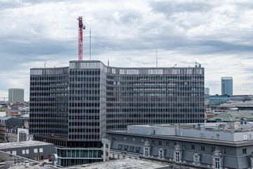 Brussels, Belgium, March 17, 2023. Old administrative center seen from the roof of the new...