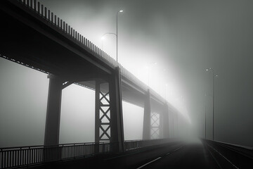 a bridge in the mysterious mist. Generative AI