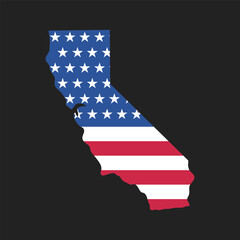 Obraz premium California. Map of the state and American flag. Vector Illustration.