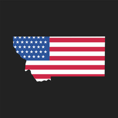 Montana. Map of the state and American flag. Vector Illustration.