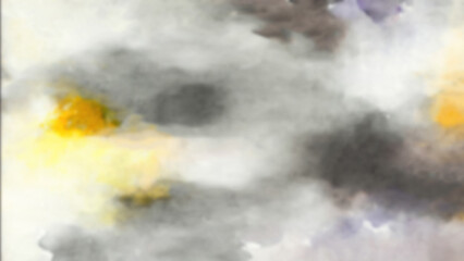 abstract Generative AI illustration. Gray blurred pastel watercolor background with pastel splashes. Horizontal panoramic banner.